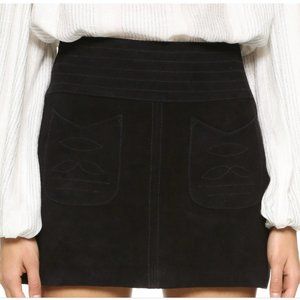 Free People black real suede mini skirt